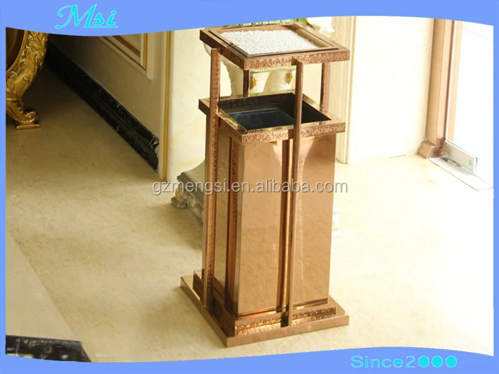 Customized designed style wholesale stainless steel standing gold garbage bin