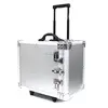 Rolling Jewelry Travel Case Aluminum Jewelry Trolley Case Salesman Sample Organizer Carry Case Combination Locking