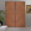 rubber wood double door solid oak combination wardrobe with shelves