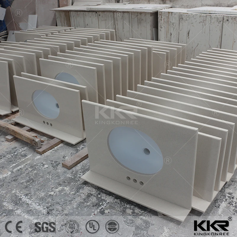 Doppelwaschbecken Quarz-Waschtischplatte Badezimmertisch fertig