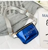 Girls Fashion Mini Square Waist Pack Glossy Shining Zipper Crossbody Bag