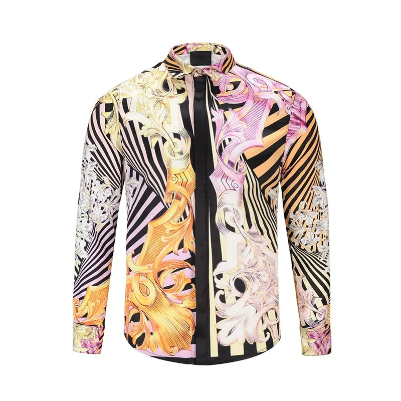 A3995 wholesale latest shirts designs 100% cotton fashion korean style floral printed long sleeve mens dress shirts slim fit