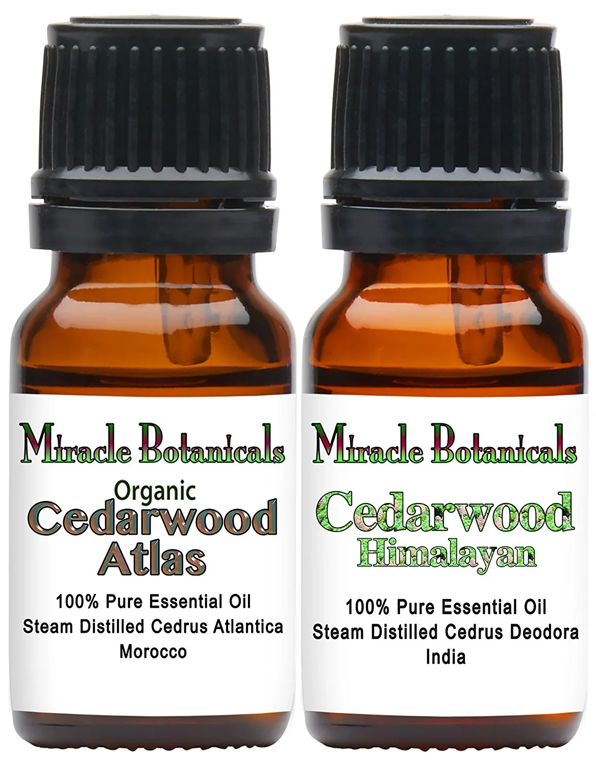 Miracle Botanicals Organic True Cedarwood Essential Oil Set - 100% Pure Therapeutic Grade Essential Oils of Organic Himalayan Cedarwood and Organic Cedarwood Atlas - (2) 10ml