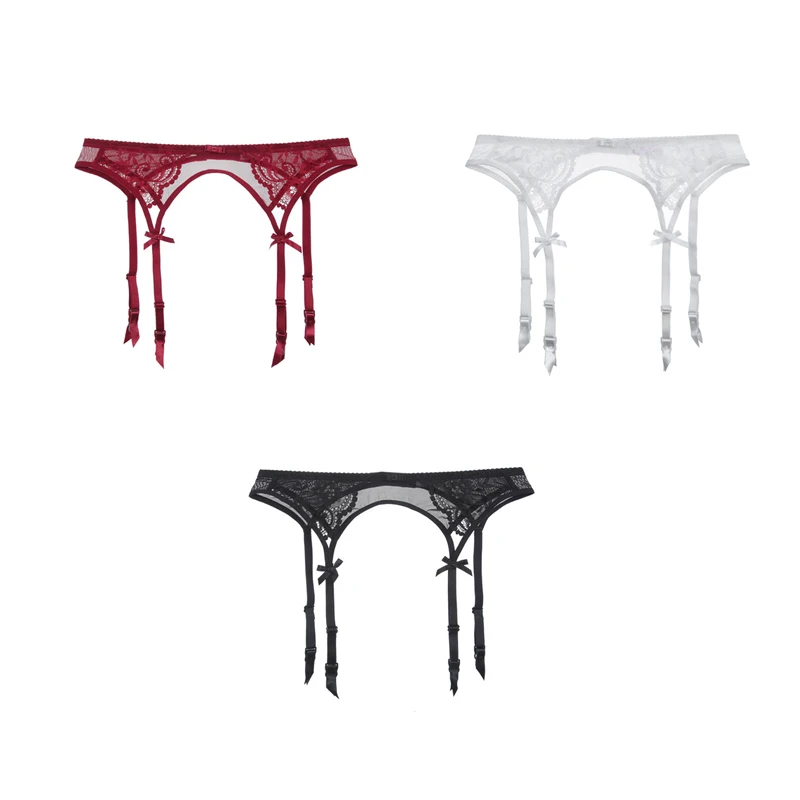 
Women Sexy Ultra Thin Transparent Black Waist Stockings Garter Lace Garter Belt Clip 