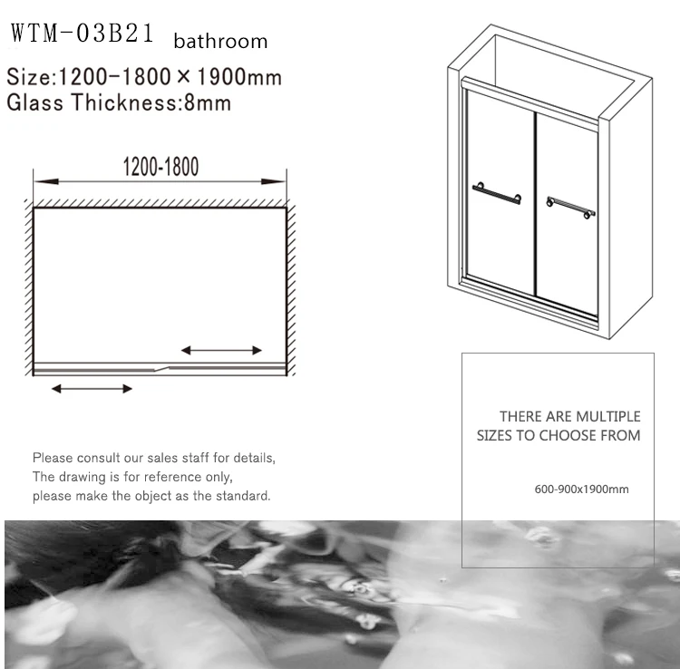 Aluminum Alloy Frame Sliding Shower Glass Door With Cheap Price WTM -03B21