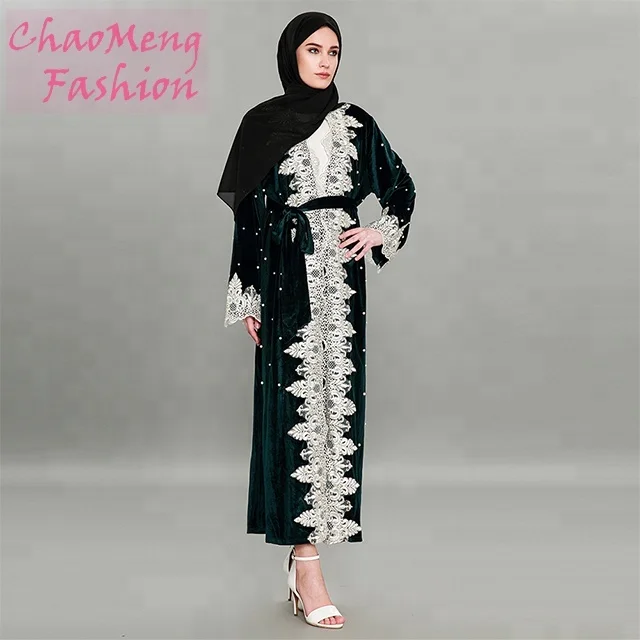 

1590# Casual muslim clothing for women modest fashion high quality velvet abaya, As shown