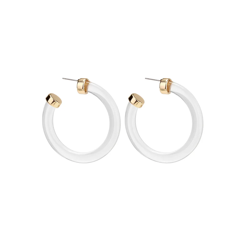 

Luxury Trendy Tortoise shell Resin Acetate Hoop Earring Transparent C Shape Acrylic Hoop Earrings For Lady, As picture