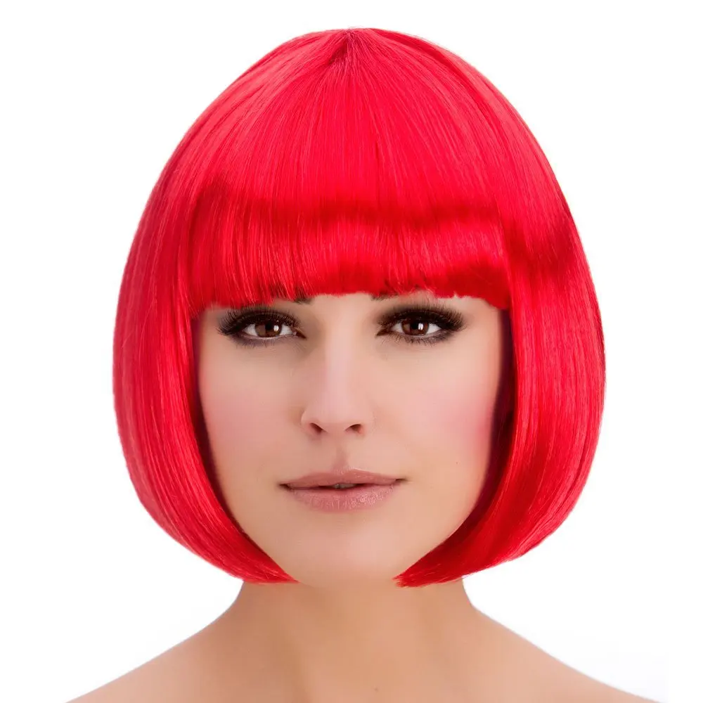 7.98. Wicked Ladies Diva Short Bob with Fringe Hair Wig-Red. 