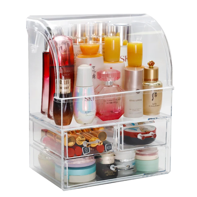 

Wholesale 5 tier Clear Transparent drawer Plastic Cosmetic Makeup Organizer acrylic Cosmetic Storage Box