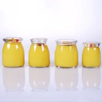 

100 ml 150 ml 200 ml fat clear glass milk yogurt pudding jar with wooden stopper or plastic cap