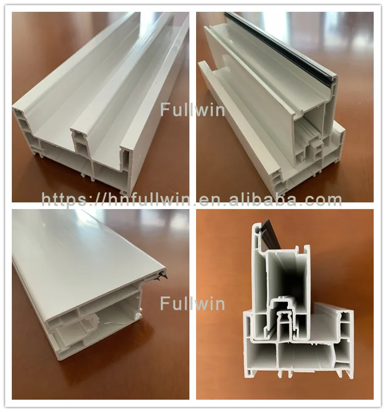 Sliding UPVC Door Frame 3 Tracks Extrusion Profile 5 Chambers PVC