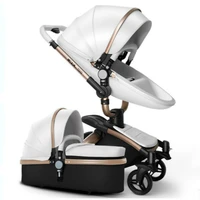 

Luxury Quality Foldable Pram Two Way Push Baby Leather Stroller, 3 In 1 High Seat Stroller