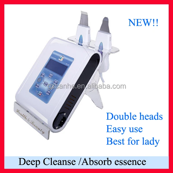 

newest LCD screen double handle Ultrasonic skin scrubber, White