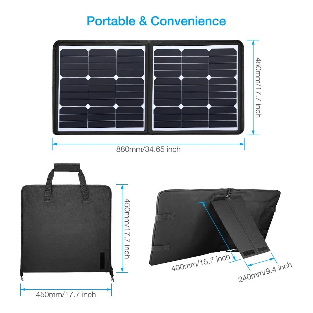 Eceen 50w 18v Multi Purpose Portable Solar Panel Charger For Laptop And