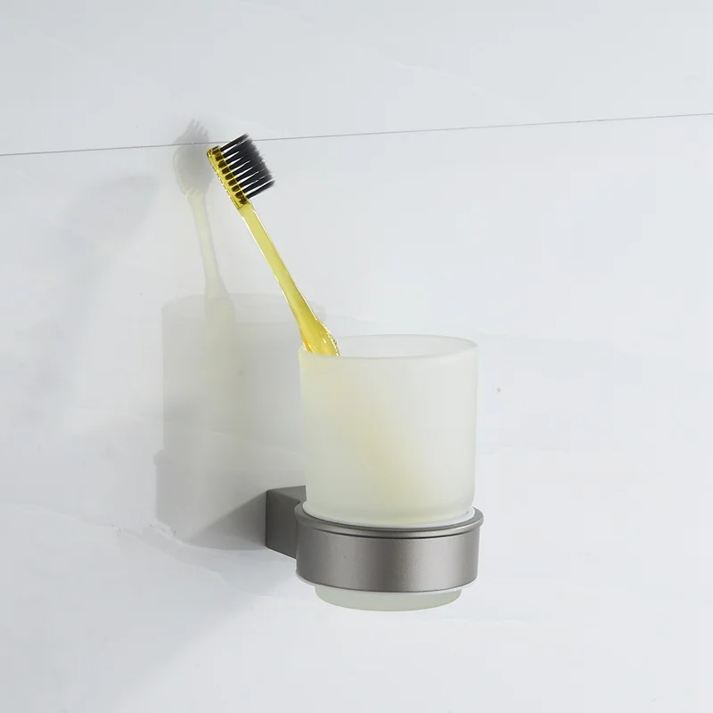 
Design Bathroom Accessories Zinc Single Tumbler Holders Glass Toothbrush Holder 