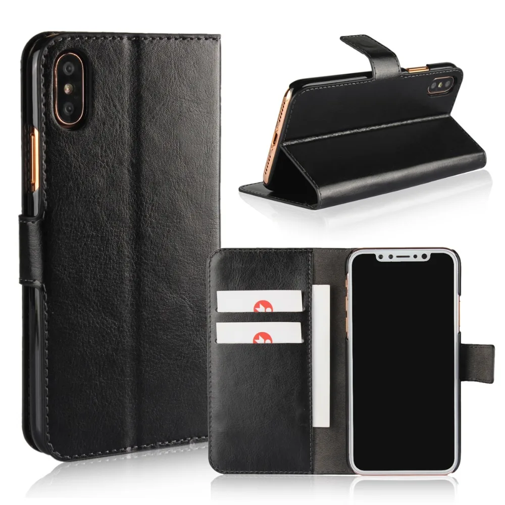 

Wholesale alibaba crazy horse pu leather stand wallet cover magnetic retro pu leather mobile phone cases for iPhone X