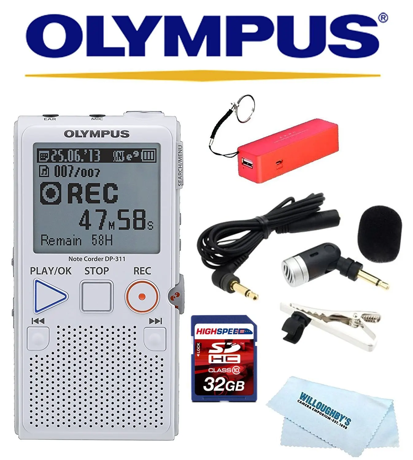 Olympus ME-52W Tie-Clip Mini Noise Cancelling ME52W Dictaphone Microphone New