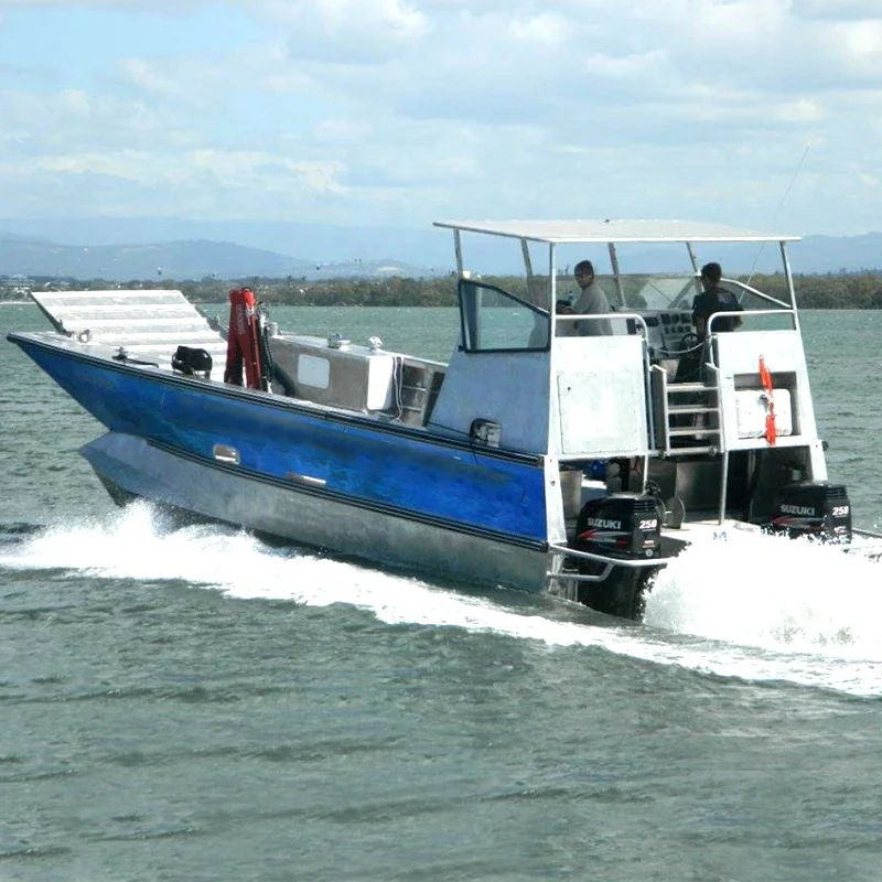 
10m commercial standard aluminum landing craft barge with hydraulic crane 1 ton for sale 