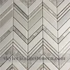 water jet mosaic chevron shell and white marble tile