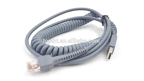 Factory Price 1.5m Coiled USB Type A to RJ45 Spiral Extension Cable for Motorola Symbol LS2208AP LS1203 LS4 for Motorola scanner - ANKUX.COM