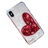 Luxury Shiny Glitter Series Bling Bling Red Heart Back Cover Protection TPU+PC Phone Case For iPhone X