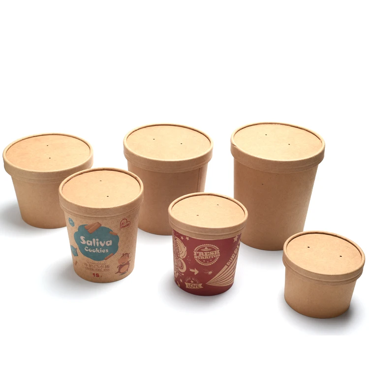 印刷付き紙蓋付きアイスクリームカップ紙包装ボウル容器 Buy ボウルと蓋 アイスクリームカップ 紙スープカップ紙蓋 Product On Alibaba Com