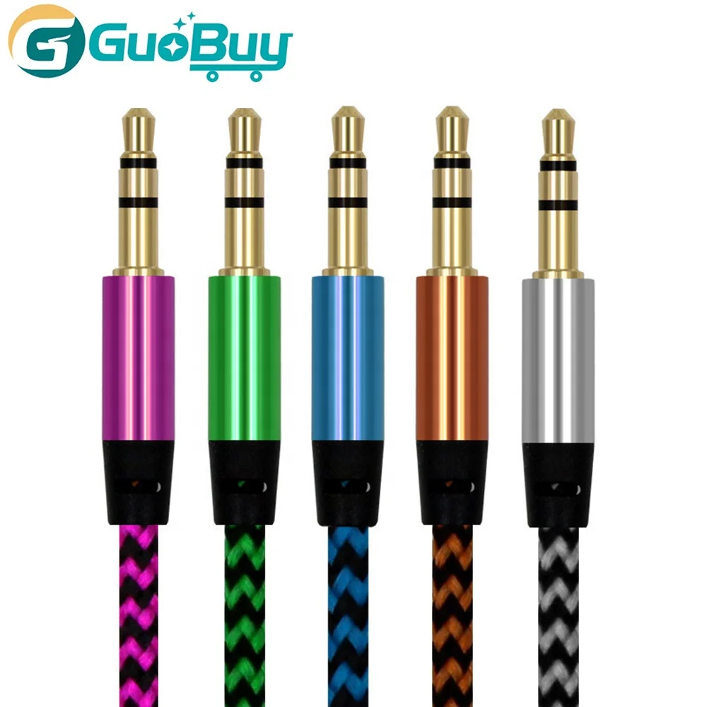 
High Quality Nylon Fabric Braided 3.5mm Male to Male Stereo Jack Aux Audio Cable for Car Headphone  (60835256344)