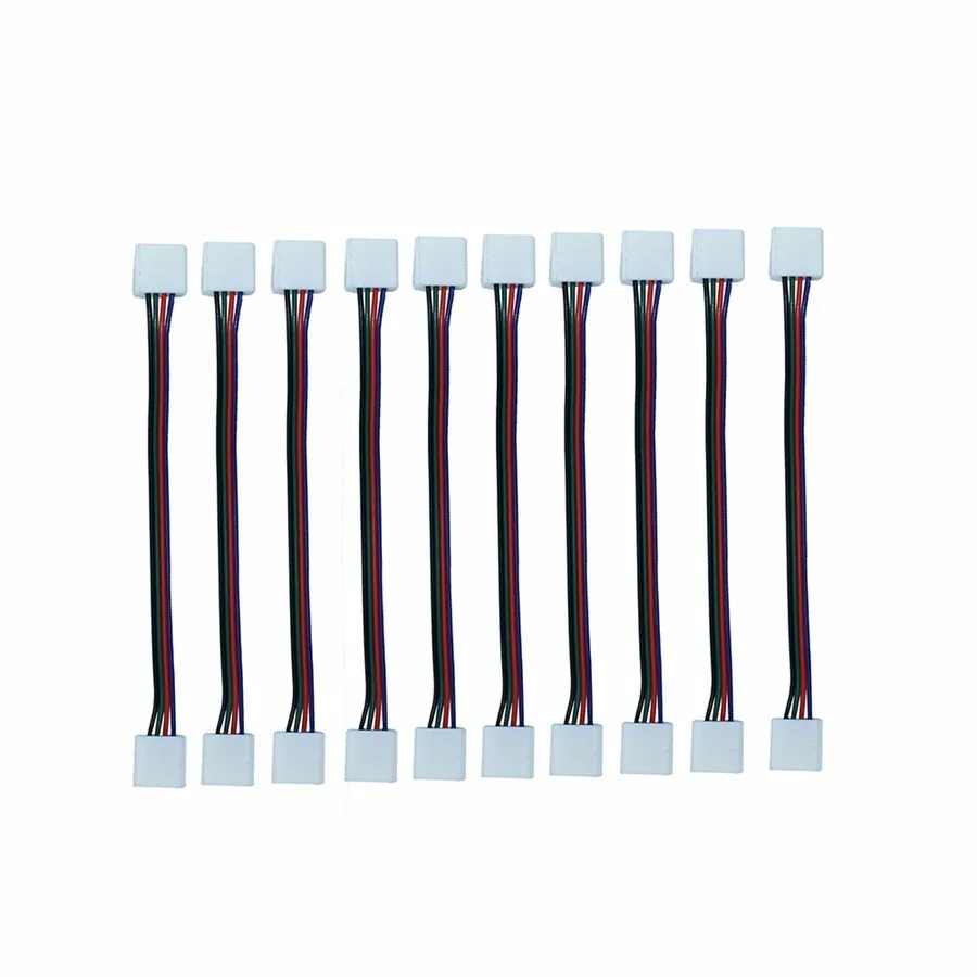 10mm 4 Pin 8mm 2 Pin Connector Wire Adapter For SMD 5050 3528 RGB LED Strip Light Connectors Cable Free Soldering