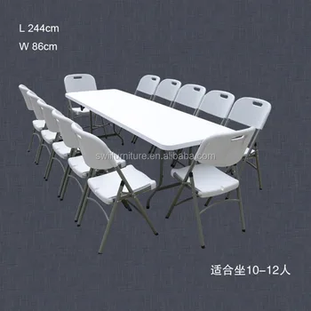 8 Ft Plastic 12 Person Folding Table For Banquet And Picnic To 8 Ft Plastic 12 Person Folding Table For Banquet And Picnic To