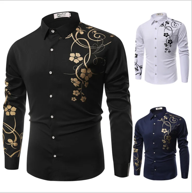 

Linen Cotton Blend Long Sleeve Business Men's Dress Shirts With Embroidery
