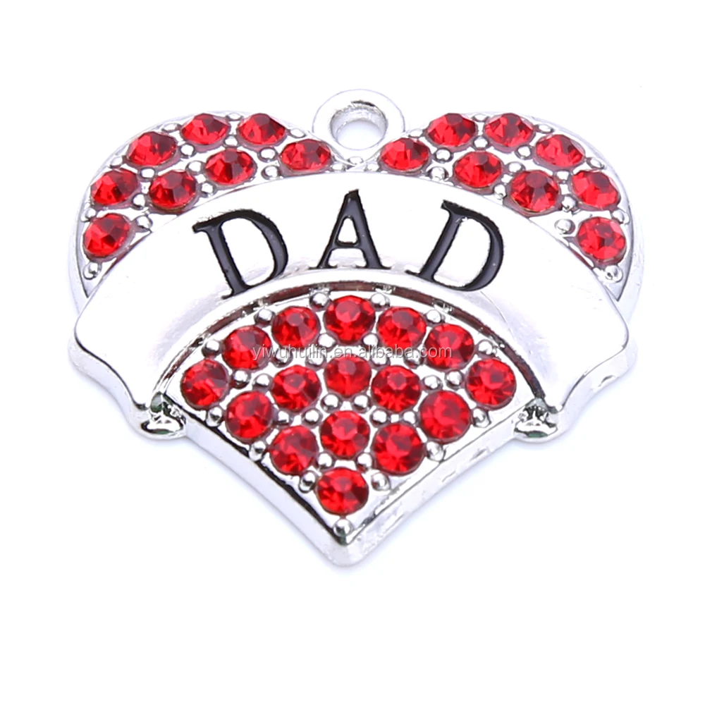 

NK2105 Fashion Jewelry Wholesale New Arrive DAD Classic Heart Crystal Charm gemstone for Father's day gift pendant, 2017 most popular gemstone heart jewelry