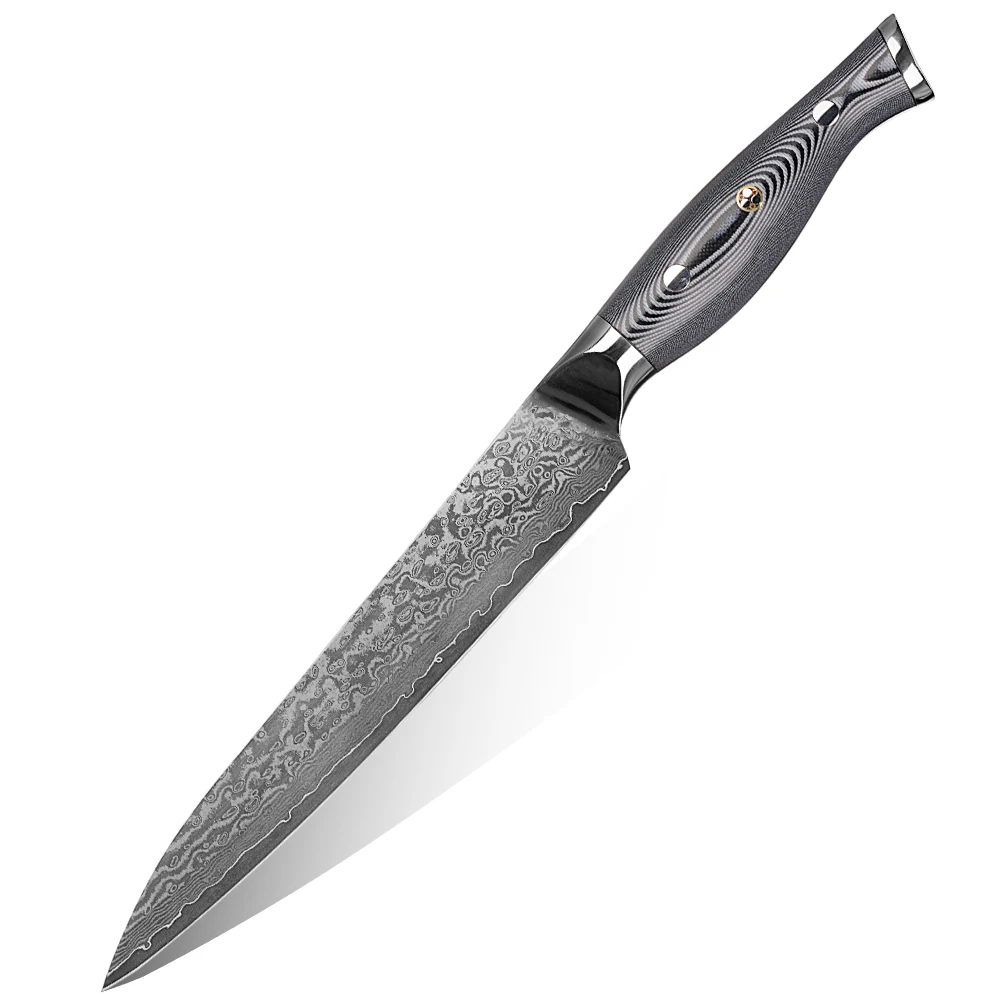 

Damascus Meat Carving Slicer G10 Handle Black Slicing Knife