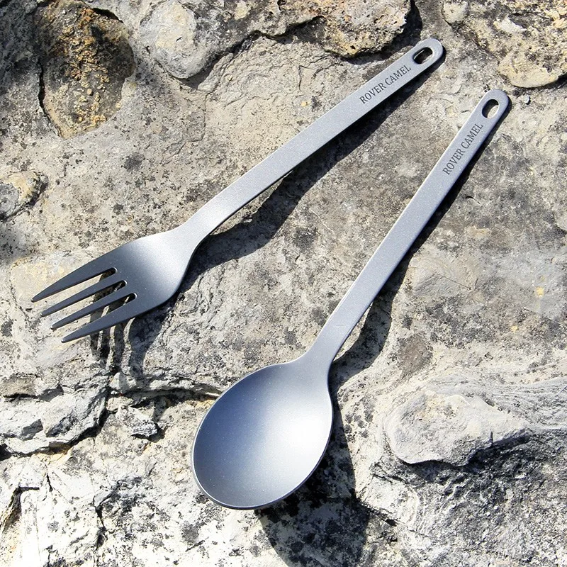 Manufacture wholesale titanium cutlery set fork- spoon Outdoor camping titanium spork ultralight Hiking tableware