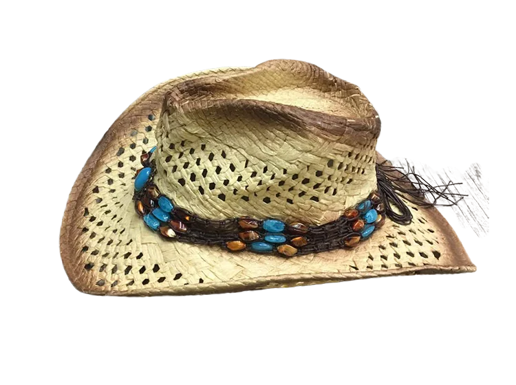 手工酒 ia 草帽牛仔帽墨西哥 sombreros 炭化空心夏季海滩太阳西牛仔