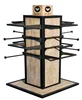 Wooden metal rotating counter top display with shelf and hooks