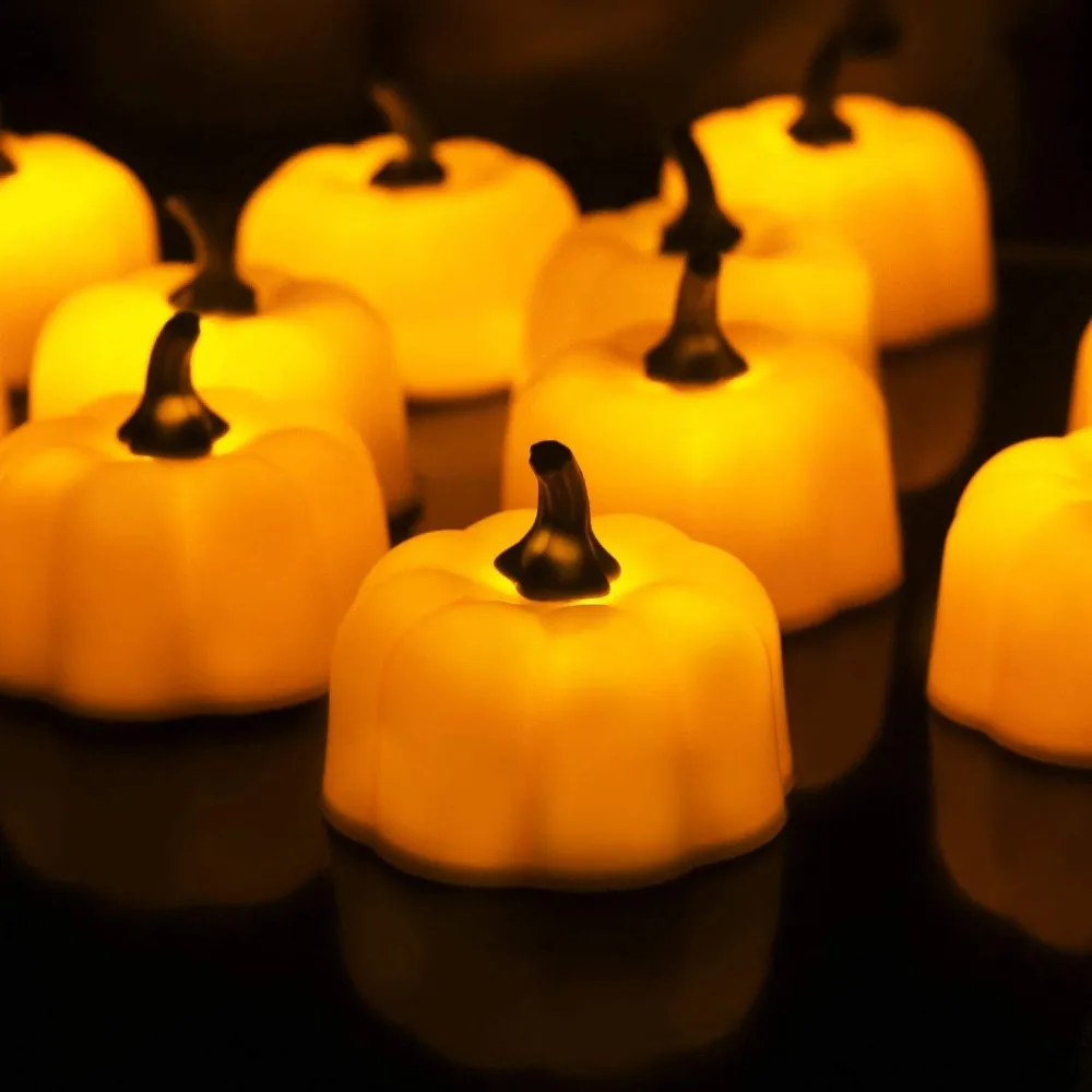 pumpkin tea lights led flickering orange pumpkin tealights