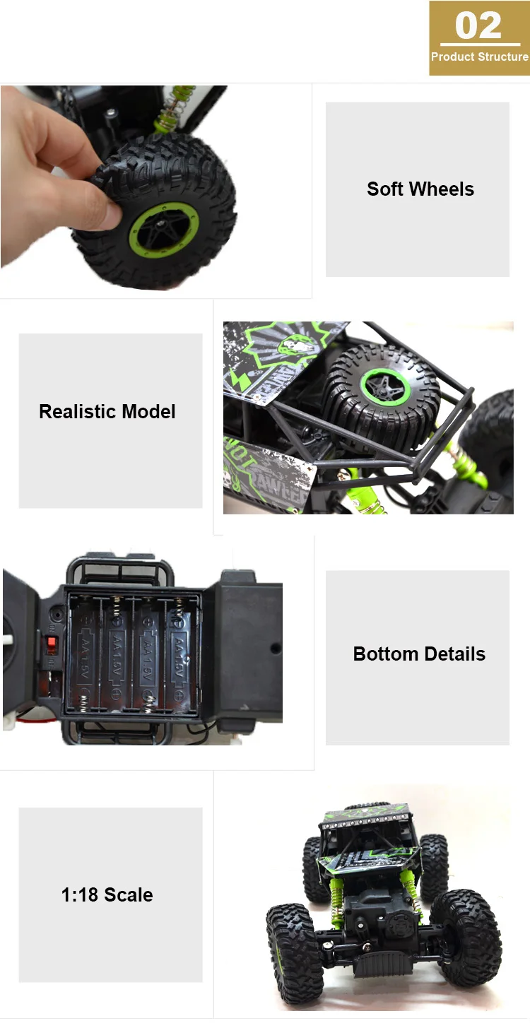 Newest toy 1:18 2.4G 4x4 rock crawler remote control rc car for sale