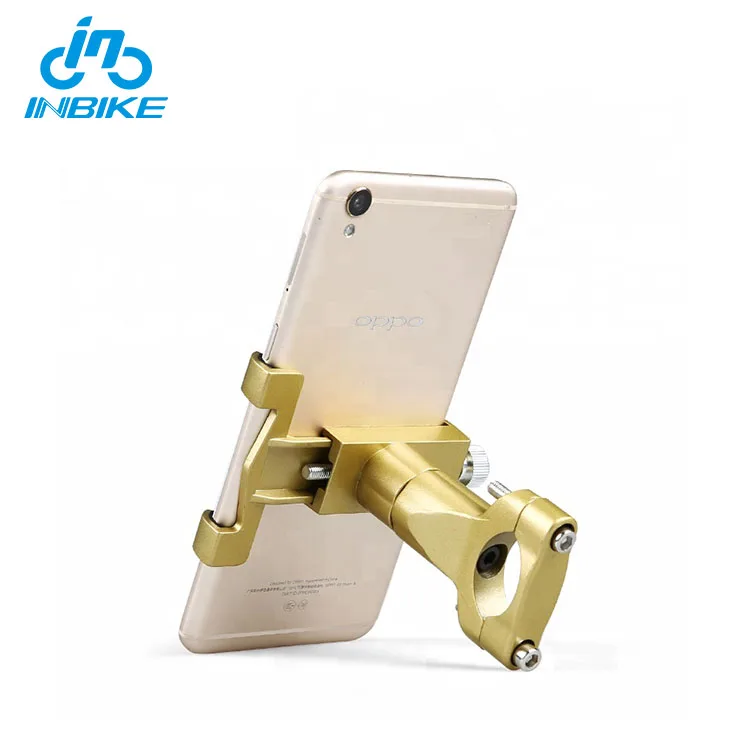 

Hot selling Durable Rotatable Aluminium Alloy Anti-Theft Bike Bicycle Mobile Phone holder, Black / gold