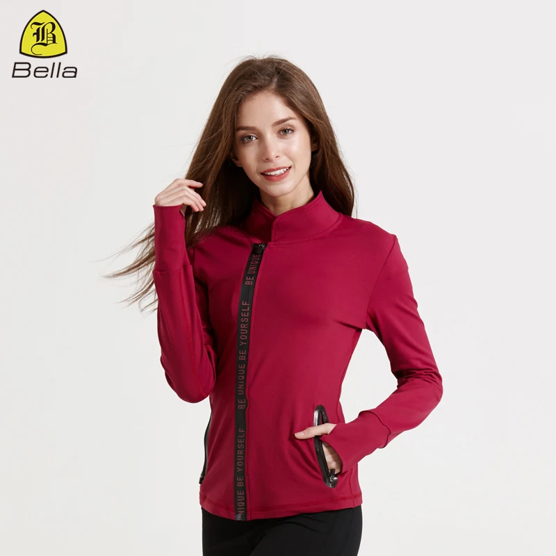

Thumb hole ropa deportiva yoga wear drop shipping zip women sports jacket