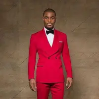 

2019 New Arrival Double Breasted Wedding Suits For Men Slim Fit 2 Pieces Groom Tuxedos Custom Prom Party Suits(Jacket+Pant)