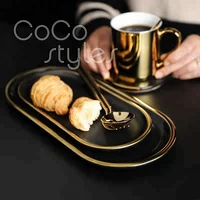 

Cocostyles bespoke super high class vintage oval plated ceramic dish for 5 start restaurant and black friday shopping