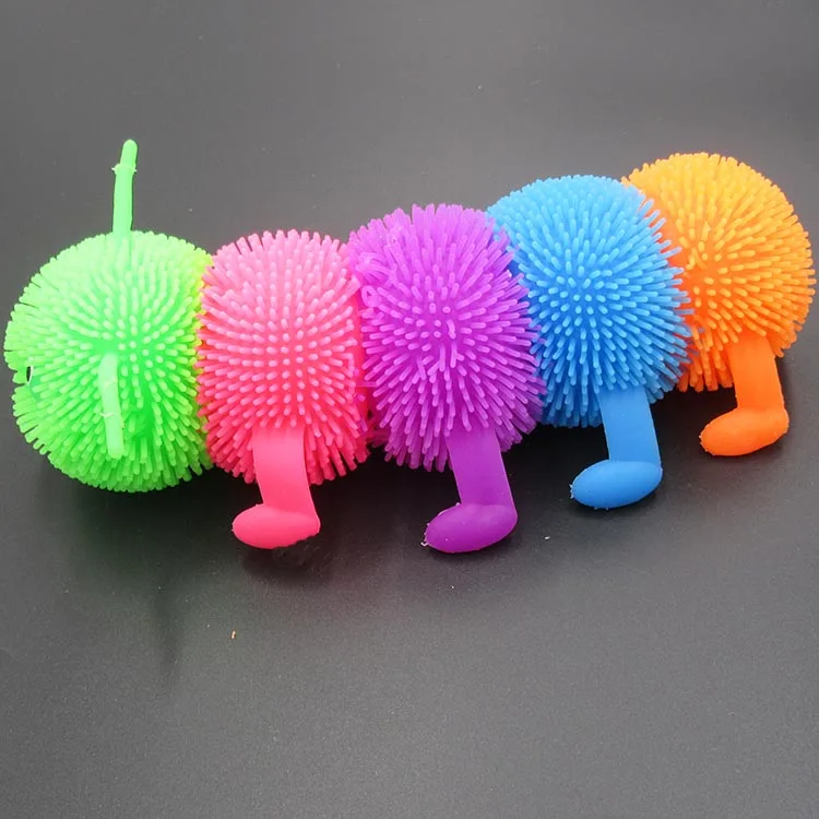 1180616 5 Cute Led Light Up Stress Colorful Spiky Stress Worm Puffer Ball Buy Spiky Stress