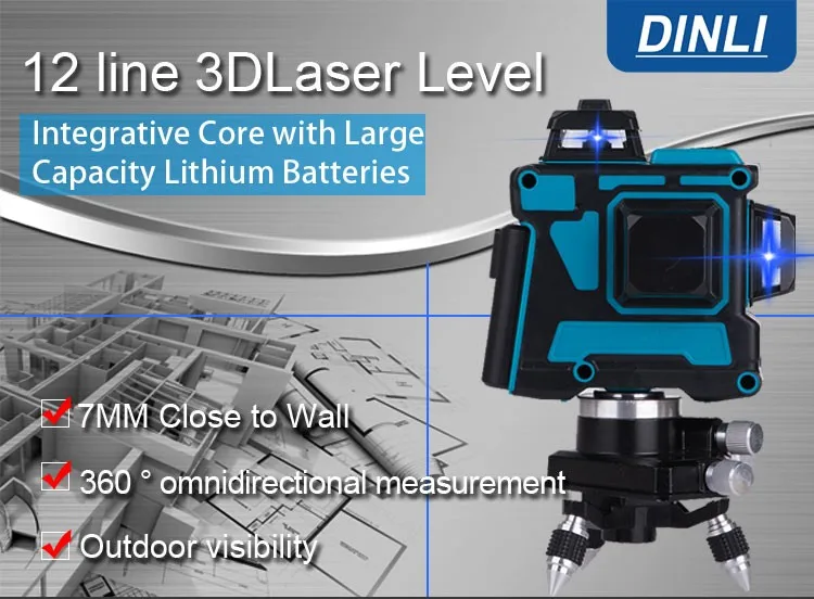Dinli Wholesale 360 Rotary Ld Green 12 Line 3d Laser Level Buy Laser