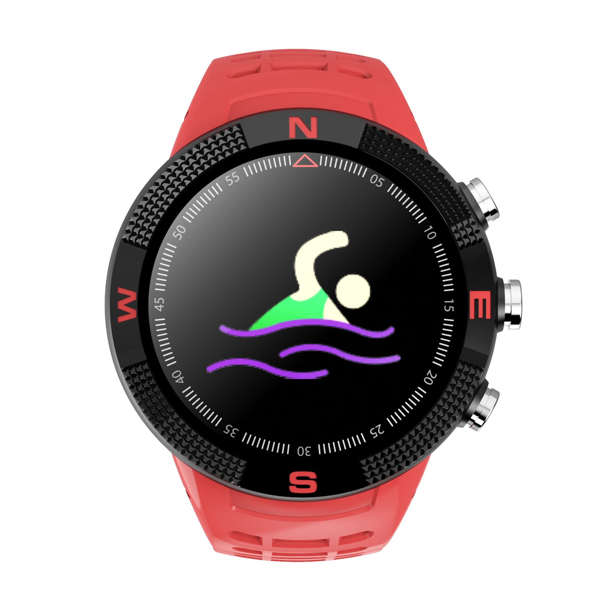 

NO.1 F18 Smart Watch IP68 Waterproof GPS Swimming Compass Sports Smartwatch Call Message Reminder Pedometer Sleep Monitor, Red/black/green