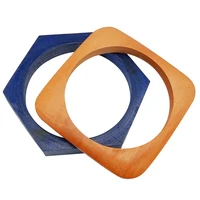 

African Square and Hexagon plain wooden bangle bracelet