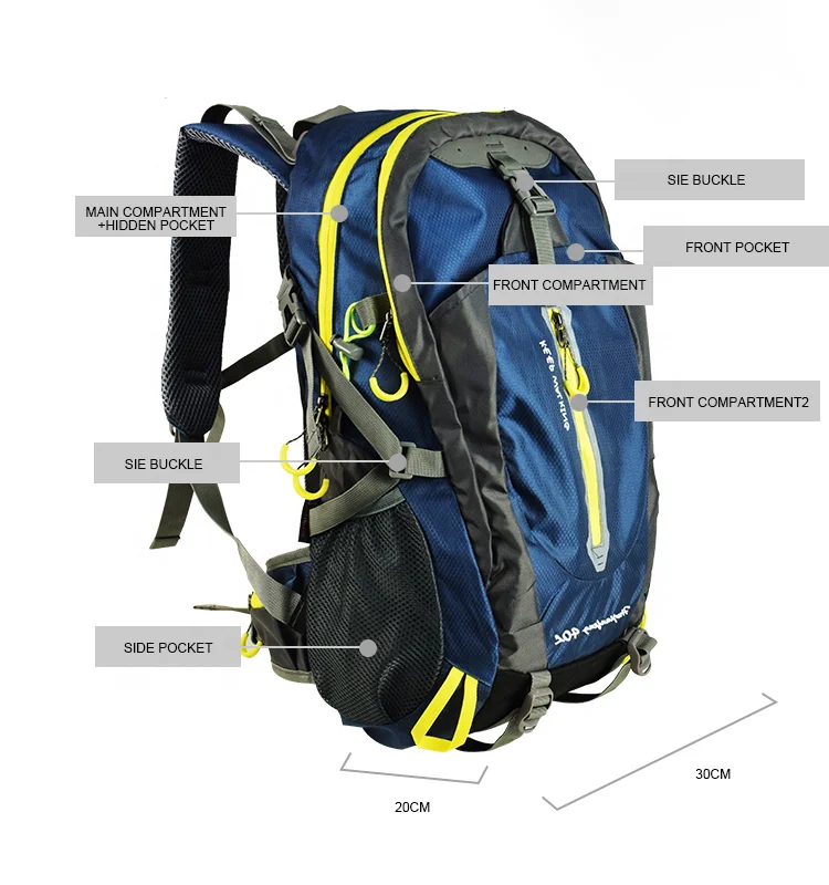 

40L Waterproof Backpack Hiking Bag Cycling Climbing Backpack Rucksack Travel Outdoor Bags Hiking travel backpack