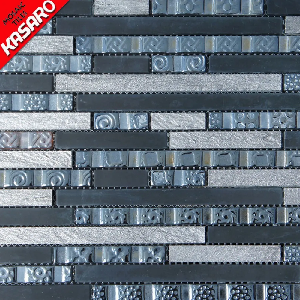 Home accessories embossed strip glass stone outdoor wall tile