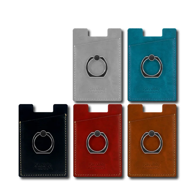 

PU Leather Phone Case Holder Cell Phone Wallet/Pocket/Card Holder with Finger Ring One Hand Operates Phones Stand, Black/red/brown/blue/gray