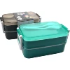 6 part stacking lunchbox plastic 2 tier lunch box with fork and spoon