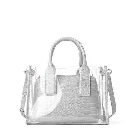 

2021 New Fashion Women Jelly Purse Satchel Handbags Ladies Tote Bag Clear Transparent PVC Shoulder Bags, Gray/jelly purse